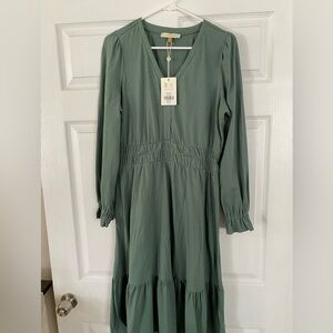 NWT - DownEast Basics - Bravo Dress- Sage Green Long-sleeve Dress. Size Medium